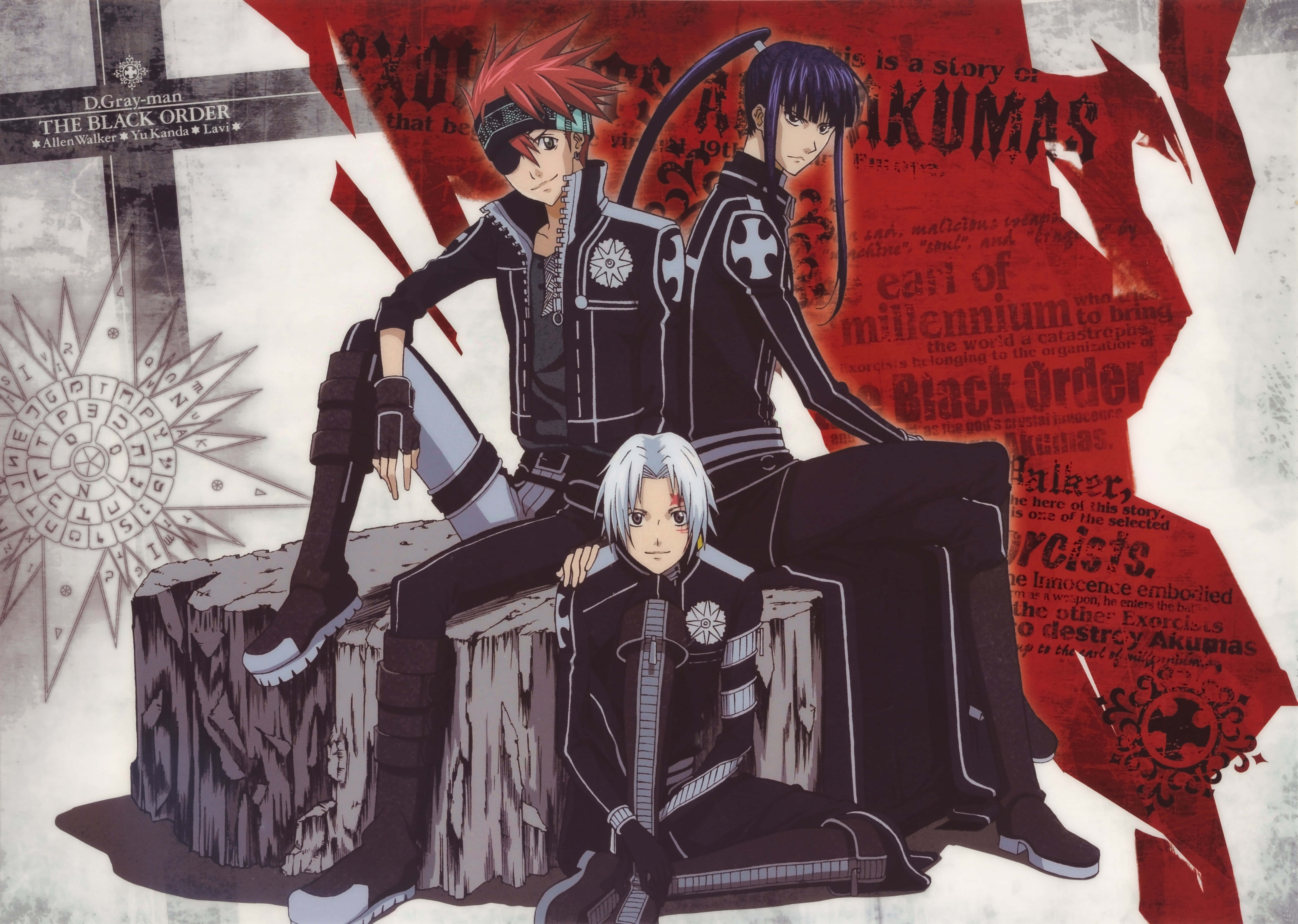 D.Gray-Man, black uniforms, stone block, 5K Desktop Wallpaper
