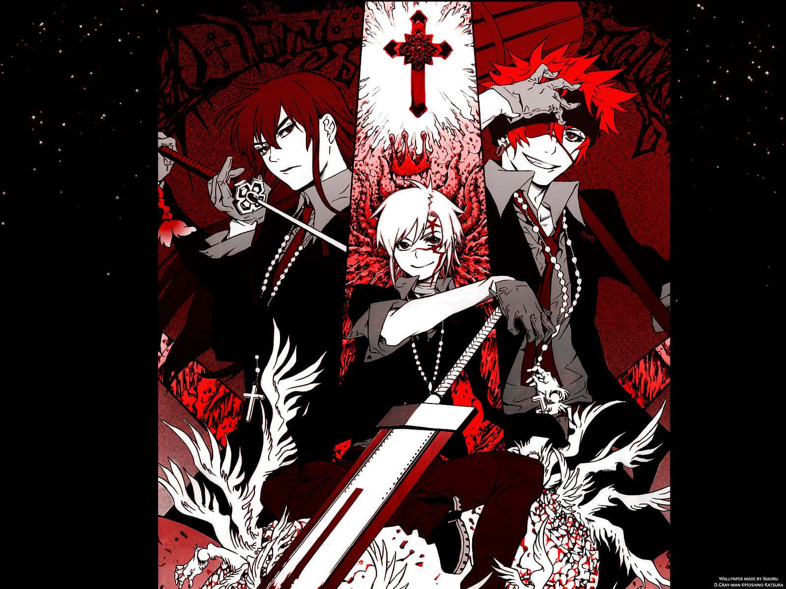 D Gray Man, red hair, white wings, HD Desktop Wallpaper