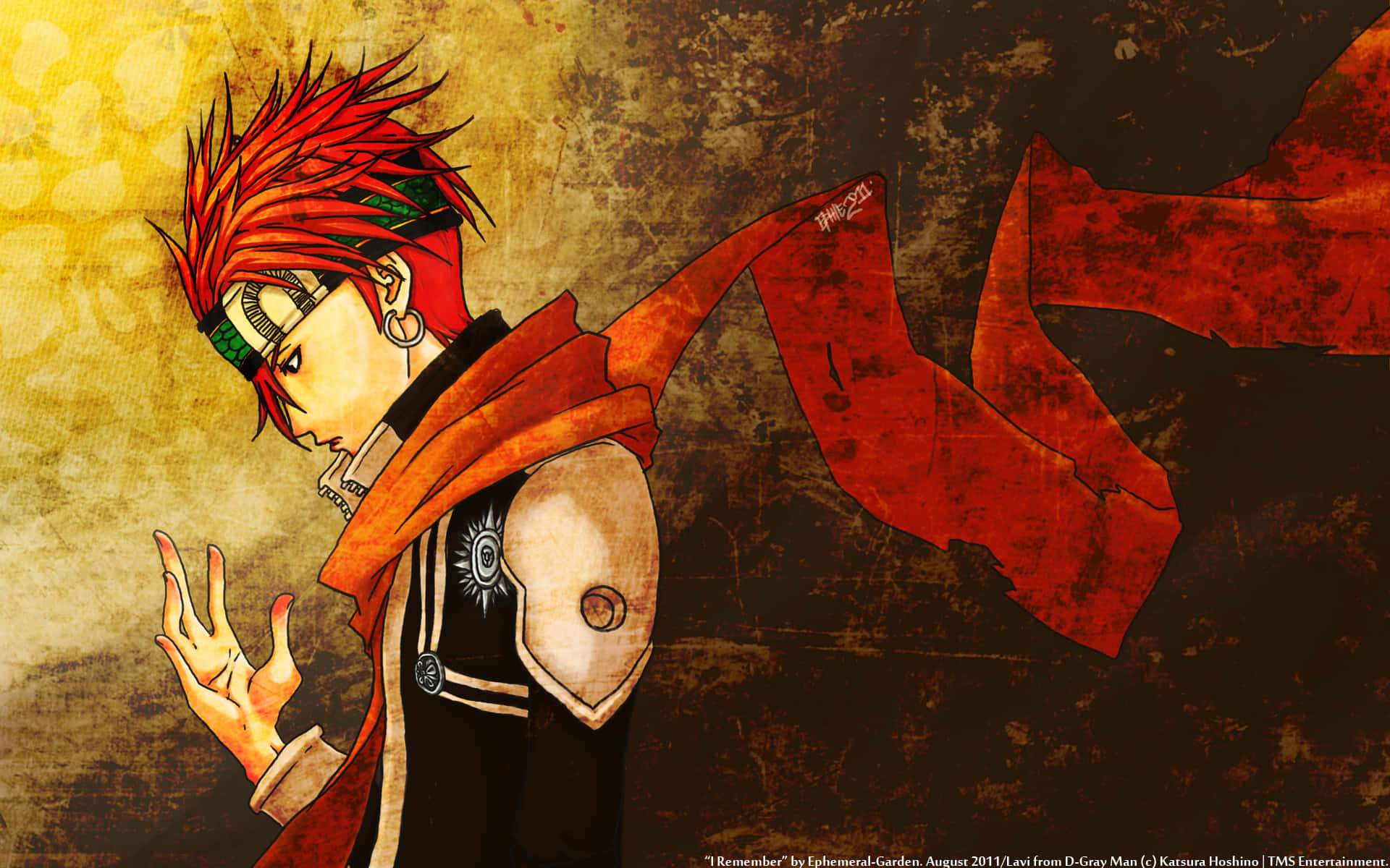 D.Gray-man, spiky red-haired anime character, red scarf, Full HD Desktop Wallpaper