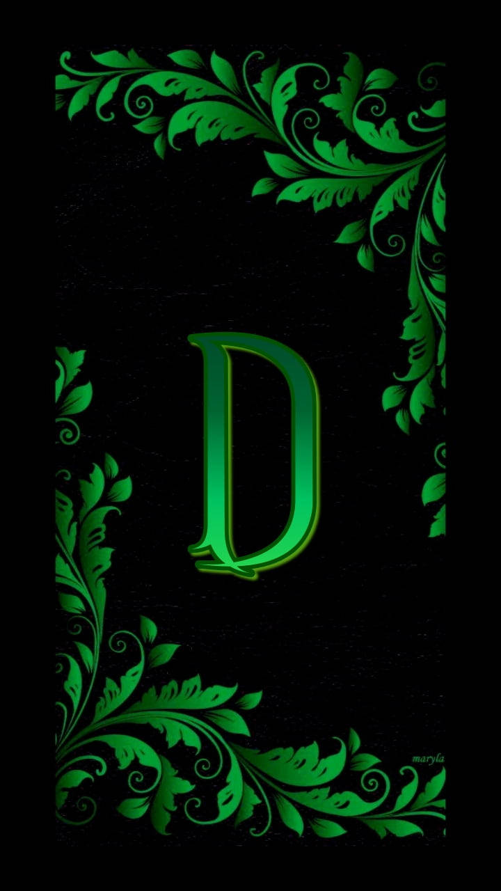 green aesthetic, letter D, glowing green, HD Phone Wallpaper