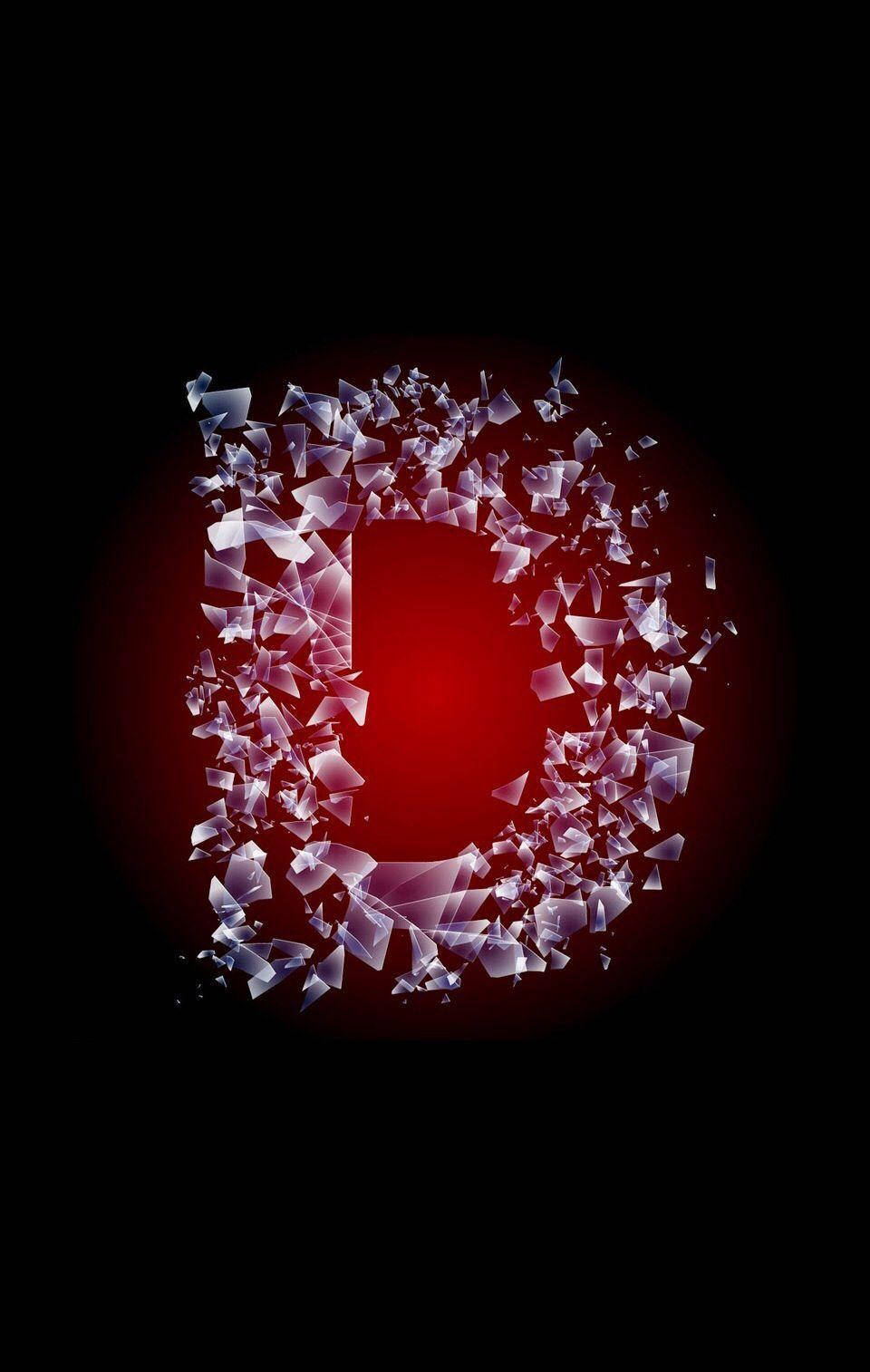 Letter D, glowing red, shattered glass fragments, HD Phone Wallpaper