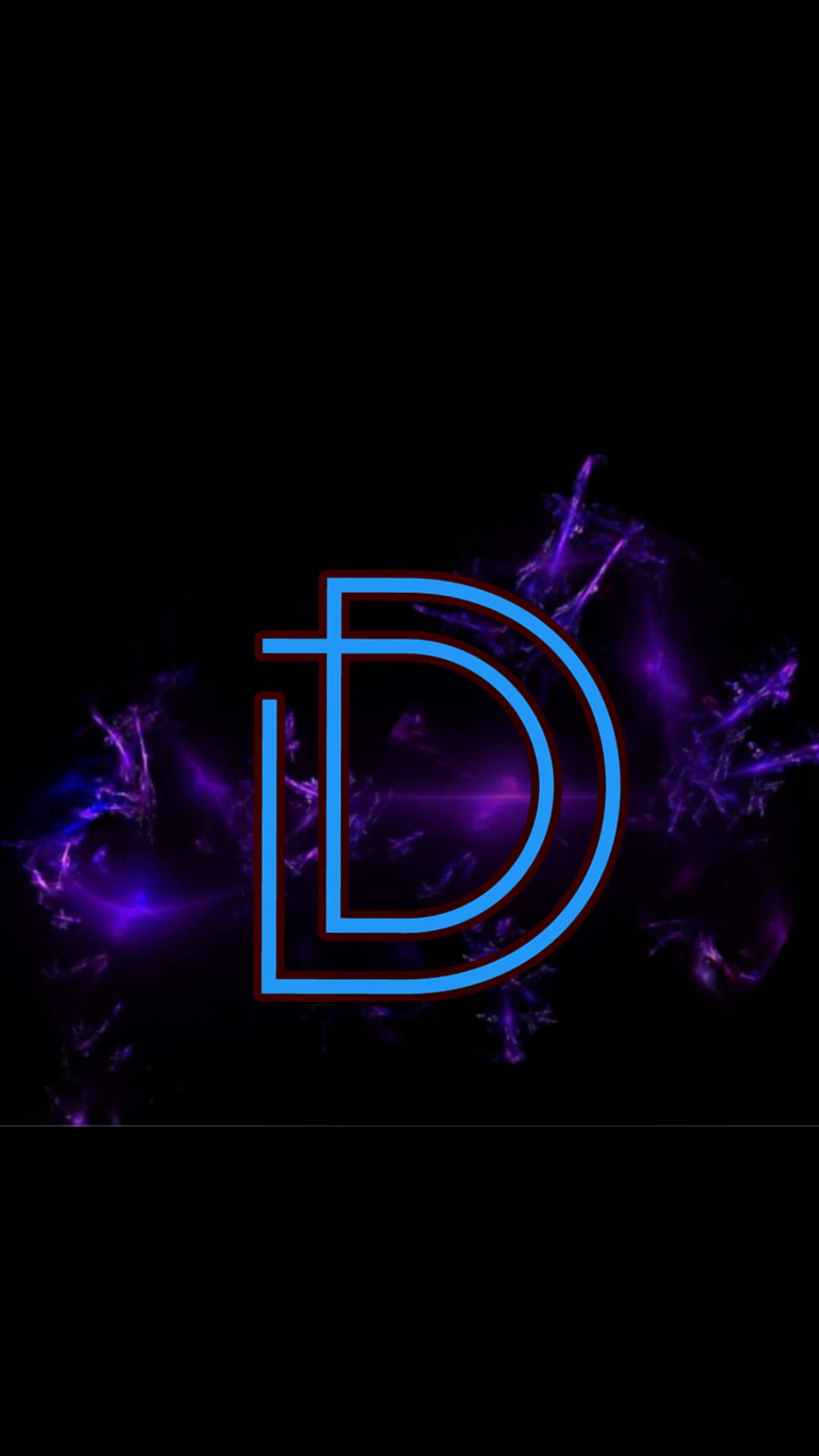cool purple letter d phone, glowing blue neon letter D, outlined in red, Full HD Phone Wallpaper