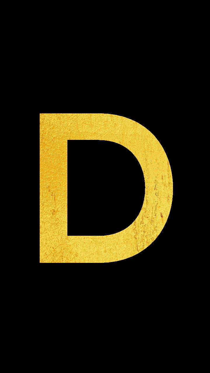gold letter D, textured metallic sheen, solid black background, HD Phone Wallpaper