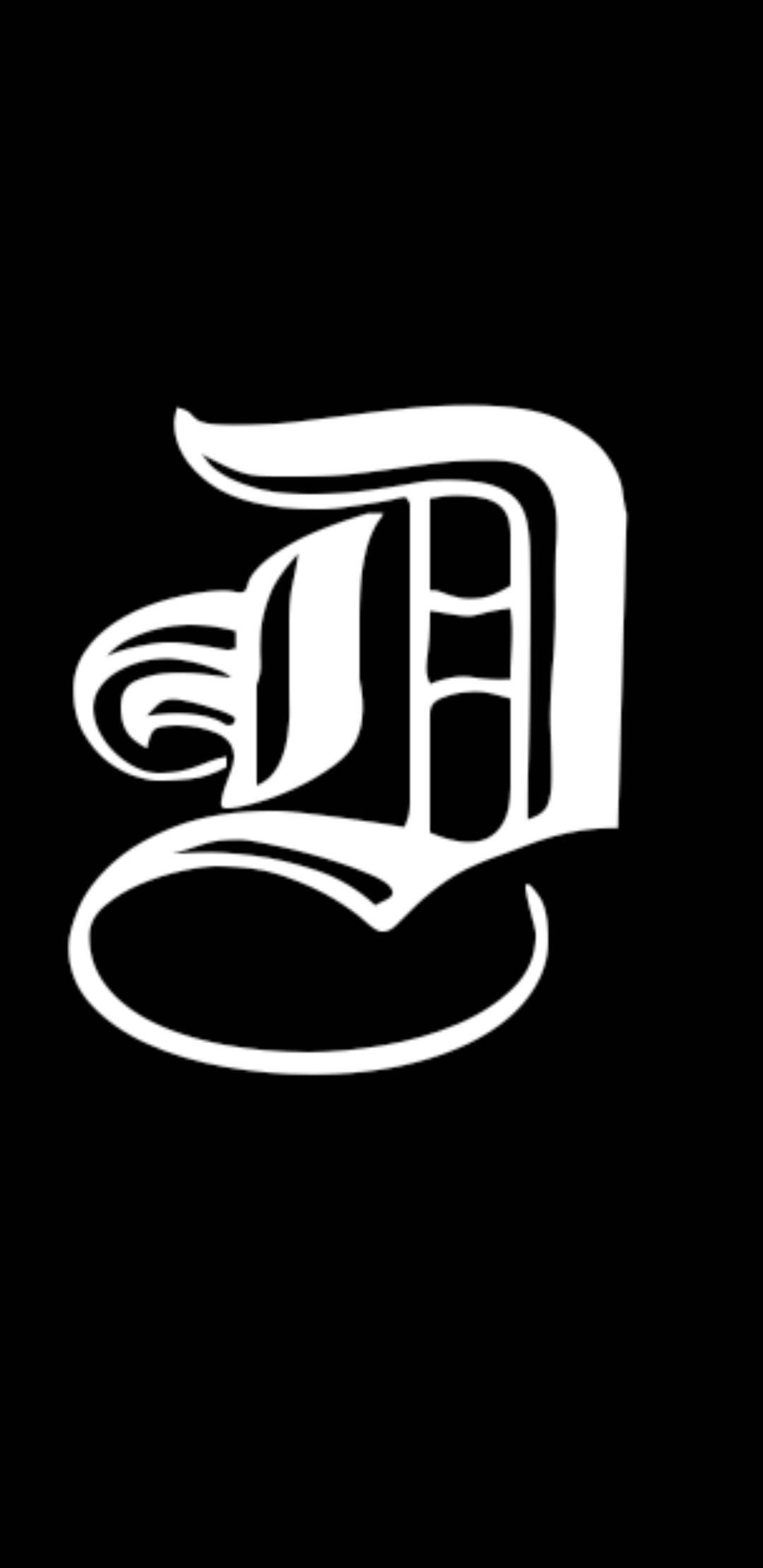 white letter D, black background, ornate, Full HD Phone Wallpaper