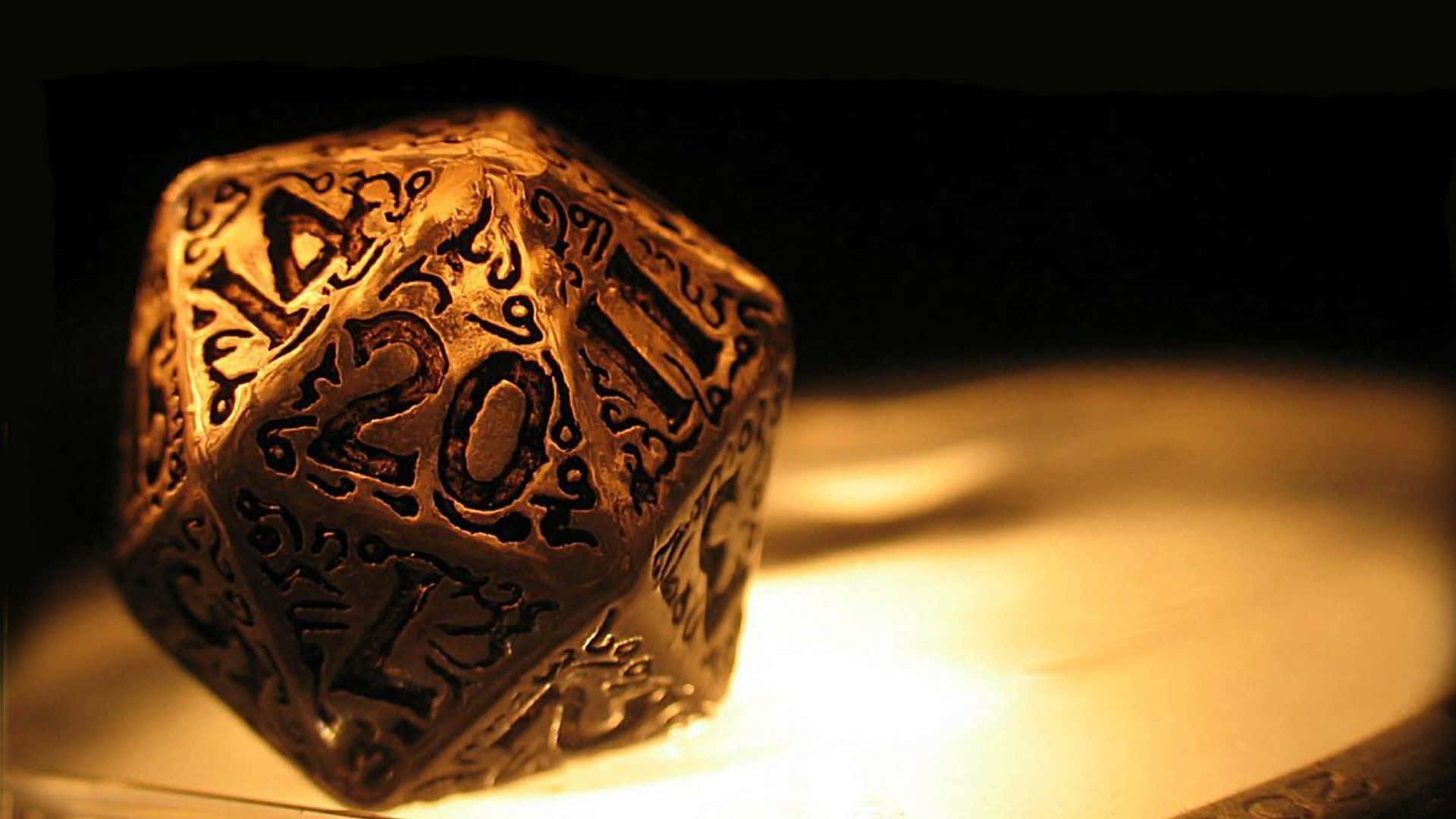 D20, bronze, engraved numbers, Full HD Desktop Wallpaper