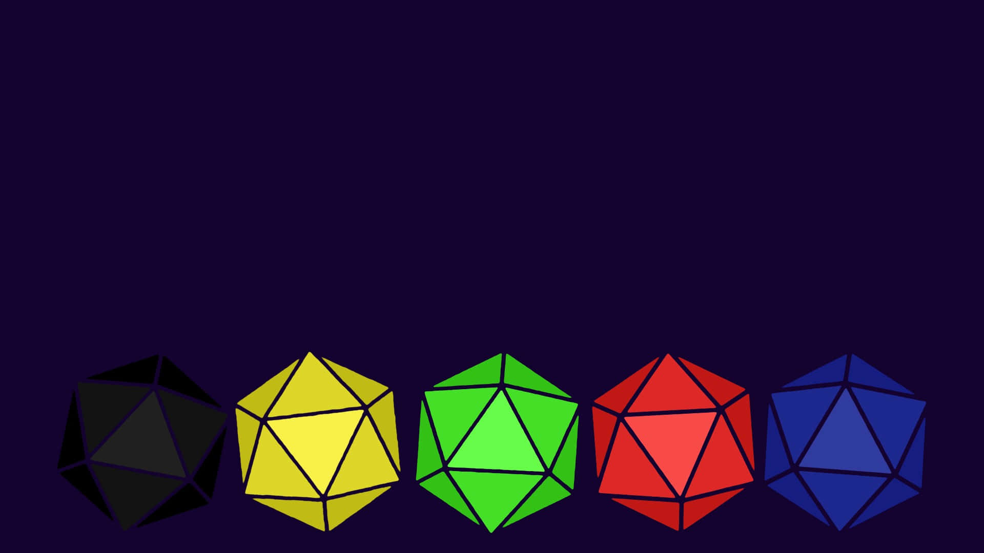 D20, dark purple background, black outlines, Full HD Desktop Wallpaper