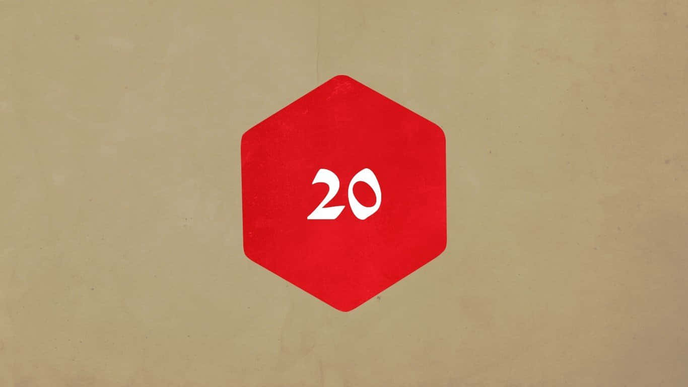 D20, red hexagon, number twenty, HD Desktop Wallpaper