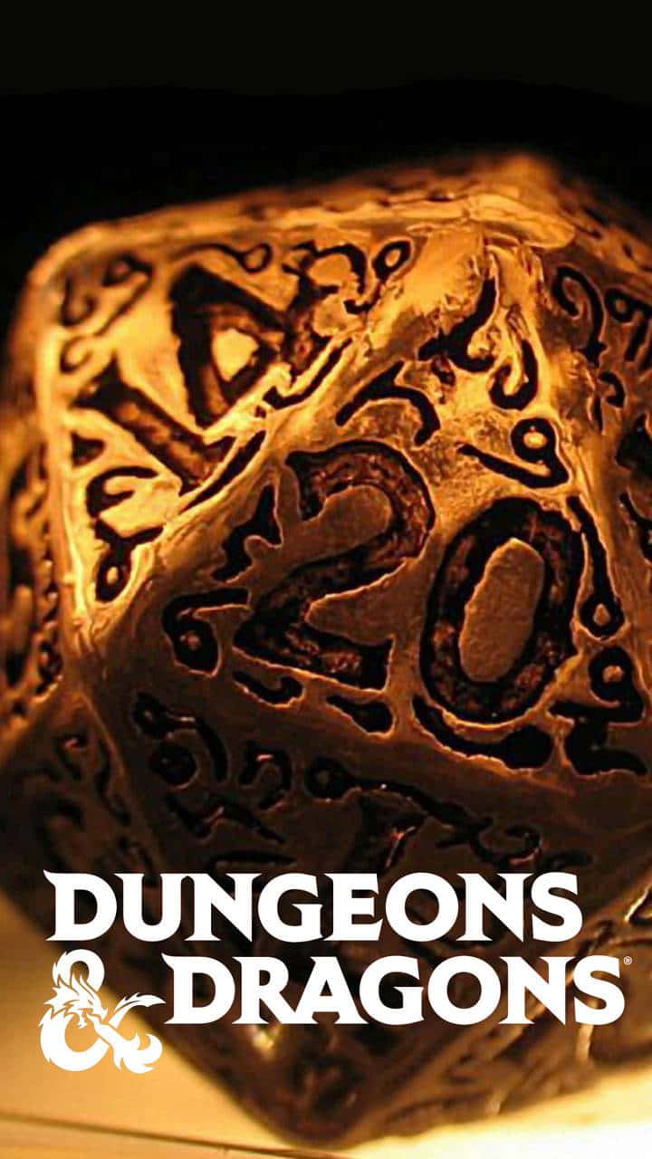 D20, golden Dungeons & Dragons 20-sided die, intricate engraved numbers, HD Phone Wallpaper