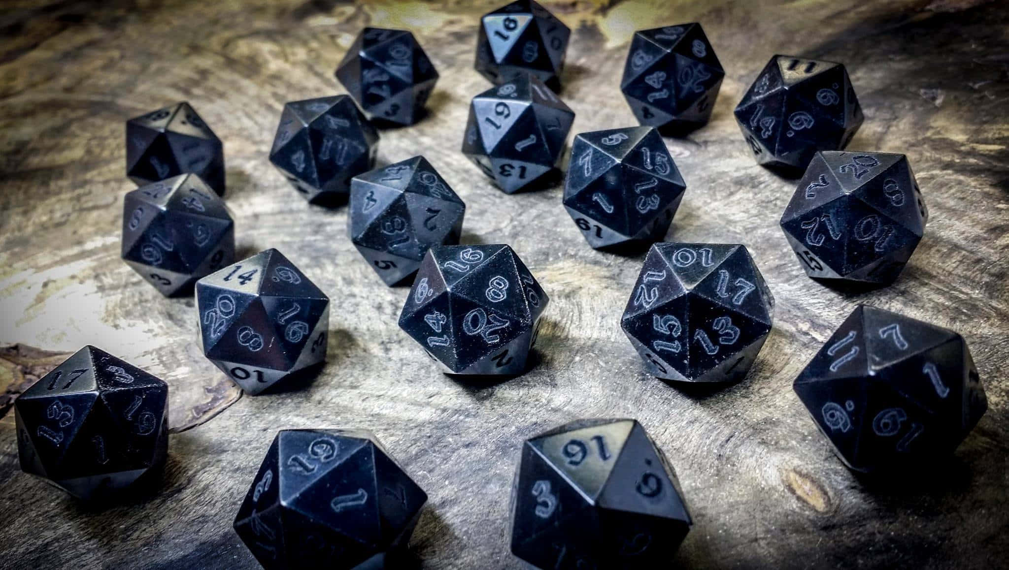 D20, black, silver numbers, Full HD Desktop Wallpaper