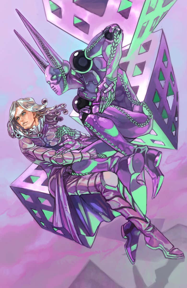 D4C, silver hair, purple armor, SD Phone Wallpaper