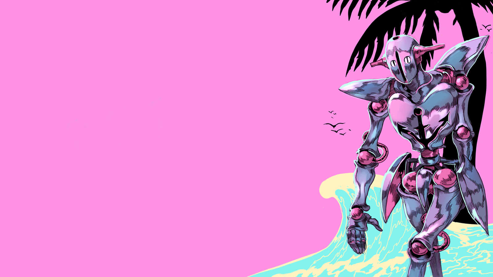 D4c, pink accents, turquoise wave, HD Desktop Wallpaper