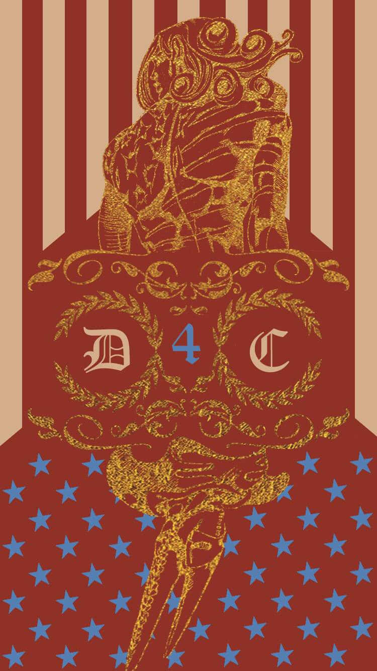 D4C emblem, golden ornate figure, crown, HD Phone Wallpaper