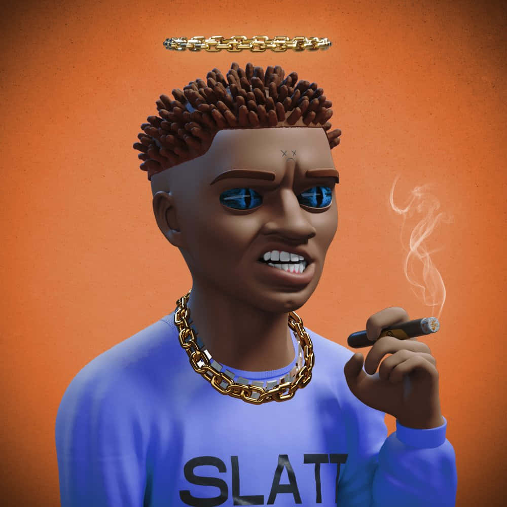 DaBaby, cartoon, blue eyes, SD Desktop Wallpaper