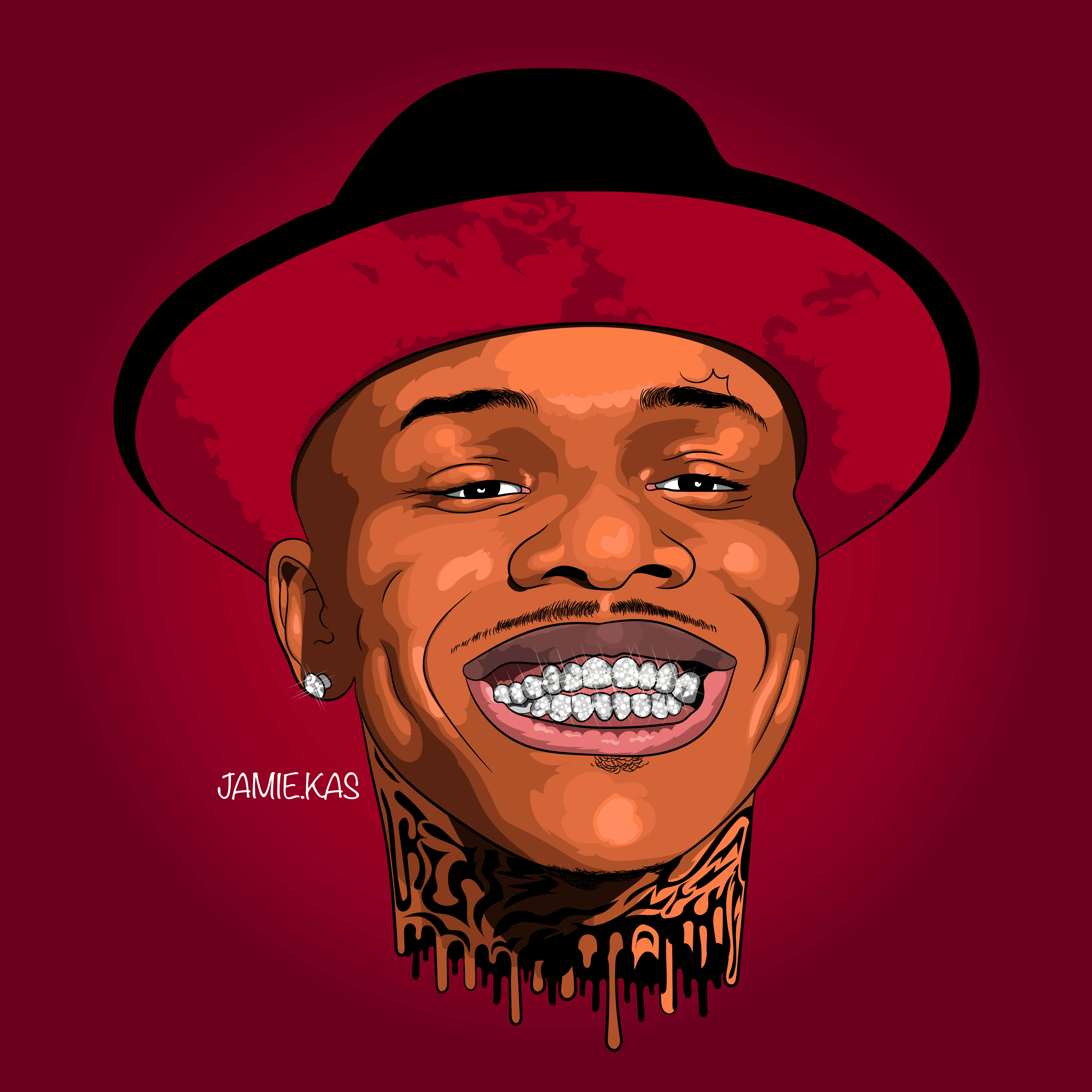 Dababy Cartoon, red hat, diamond grillz, 5K Desktop Wallpaper
