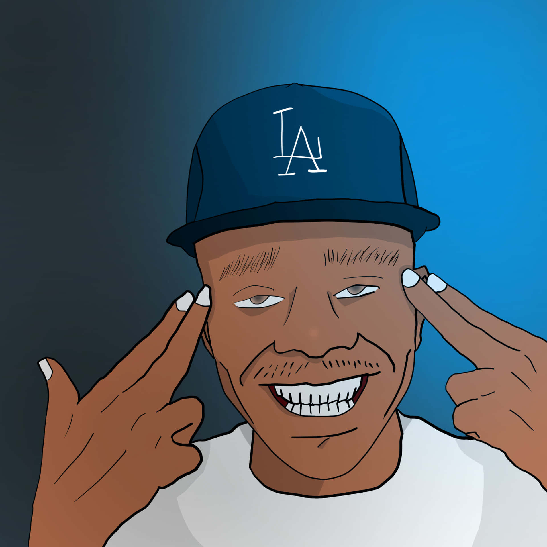 DaBaby, white shirt, blue LA cap, Full HD Desktop Wallpaper