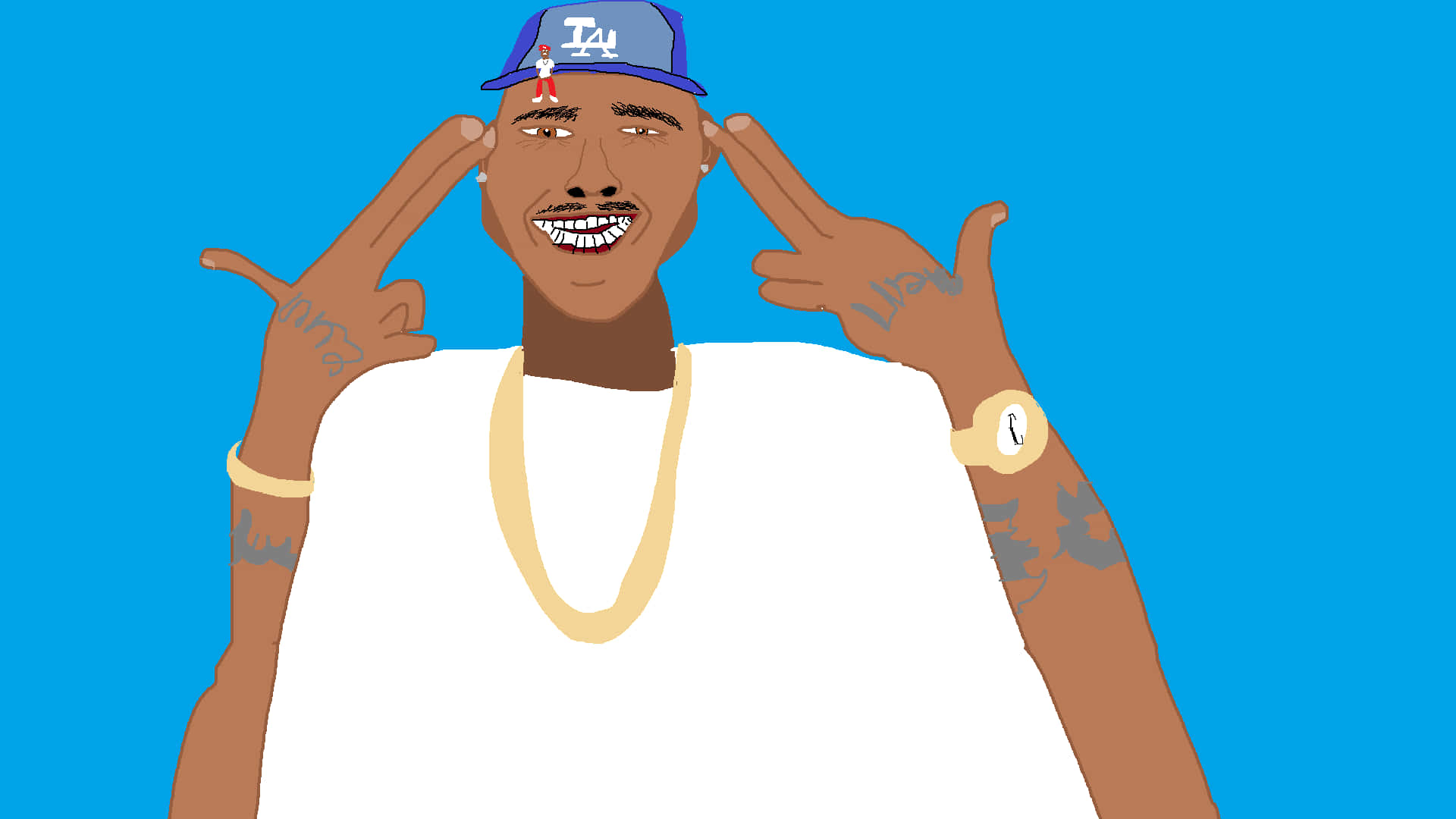 Dababy, blue cap, white tank top, Full HD Desktop Wallpaper