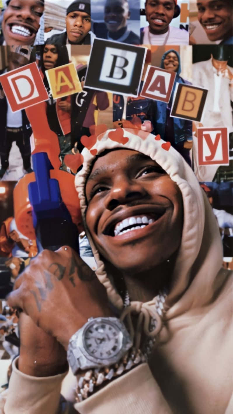DABABY, beige hoodie, blue toy gun, HD Phone Wallpaper
