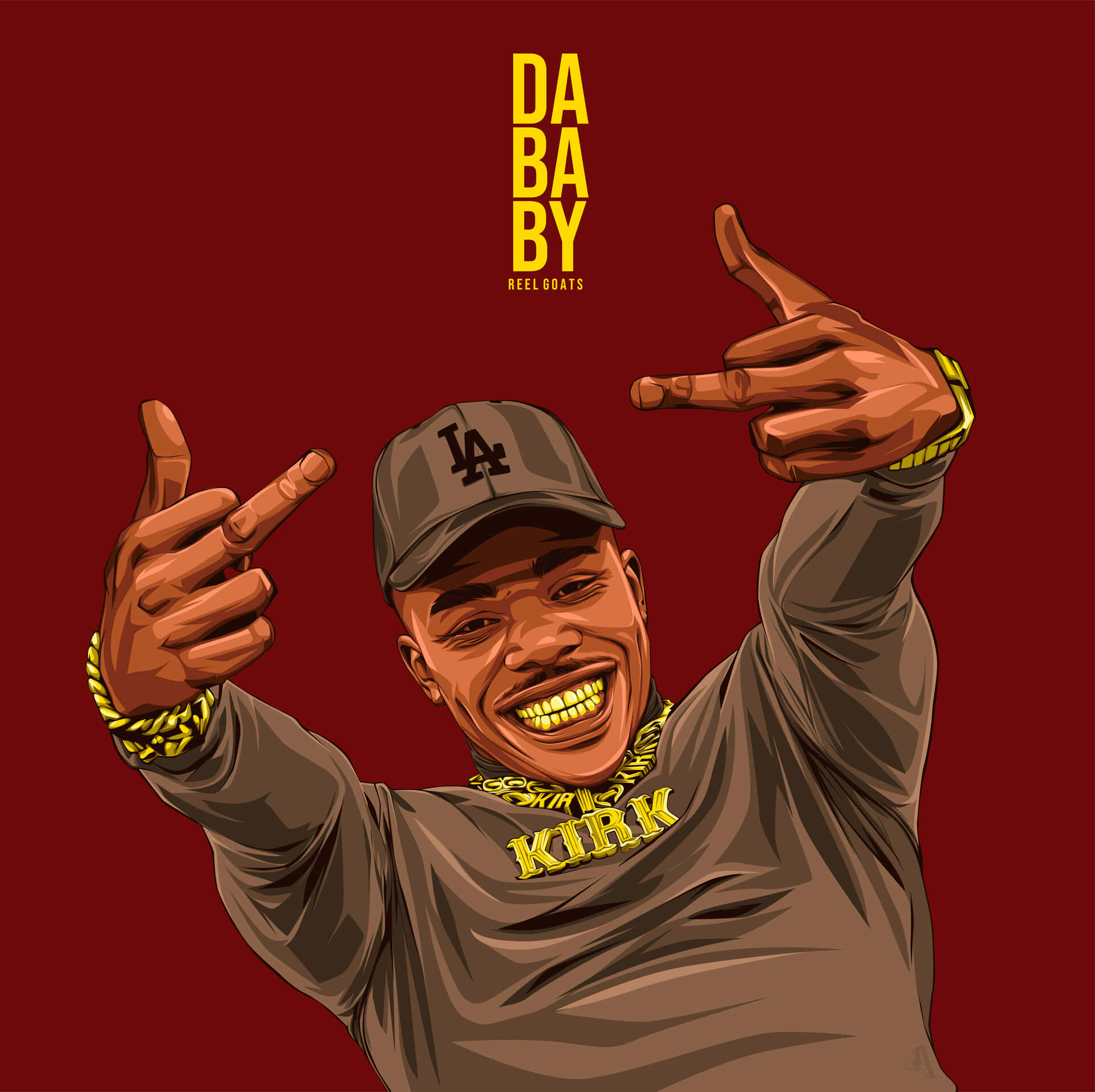 DaBaby, golden necklace, vibrant digital illustration, Full HD Desktop Wallpaper