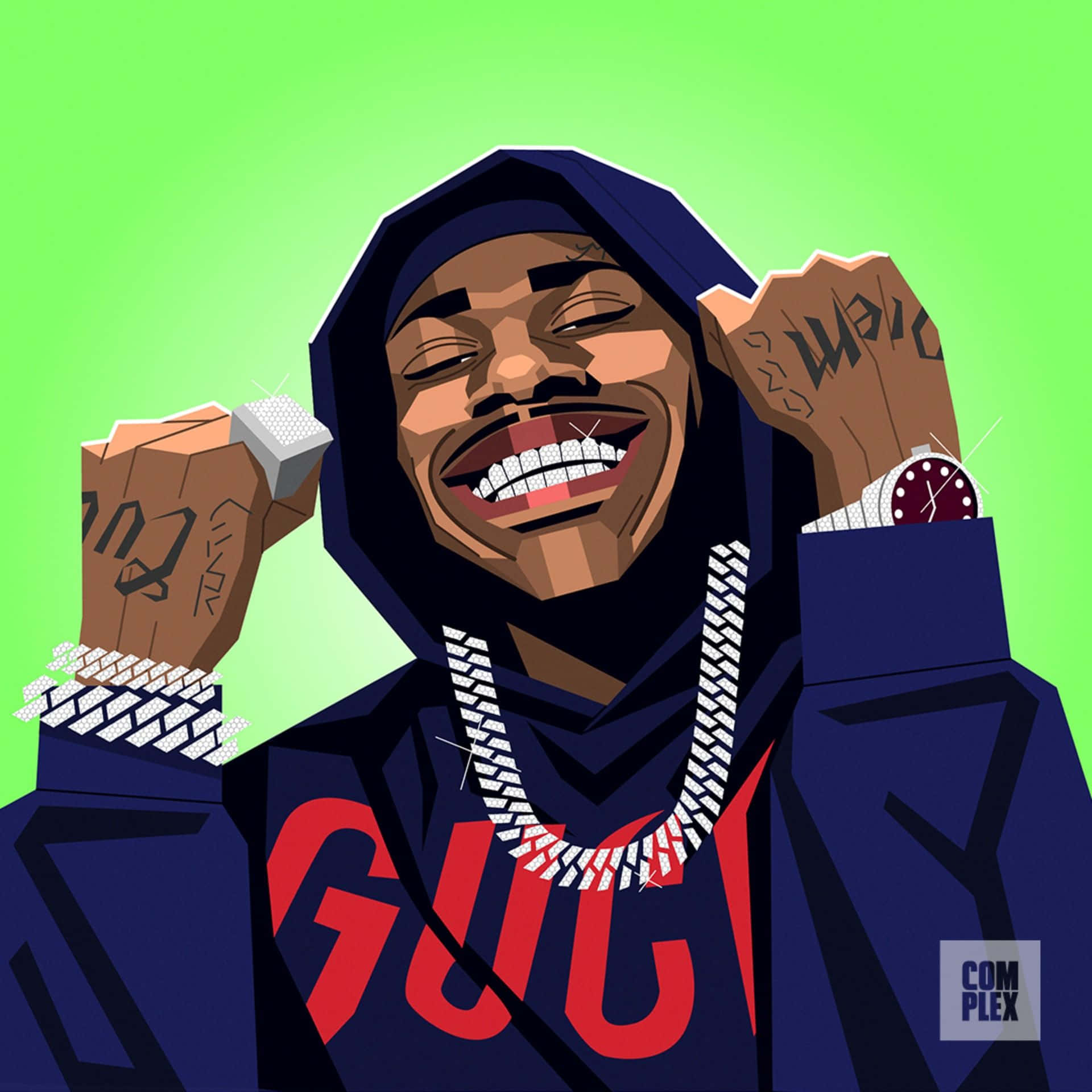 DaBaby, blue hoodie, tattoos, Full HD Desktop Wallpaper