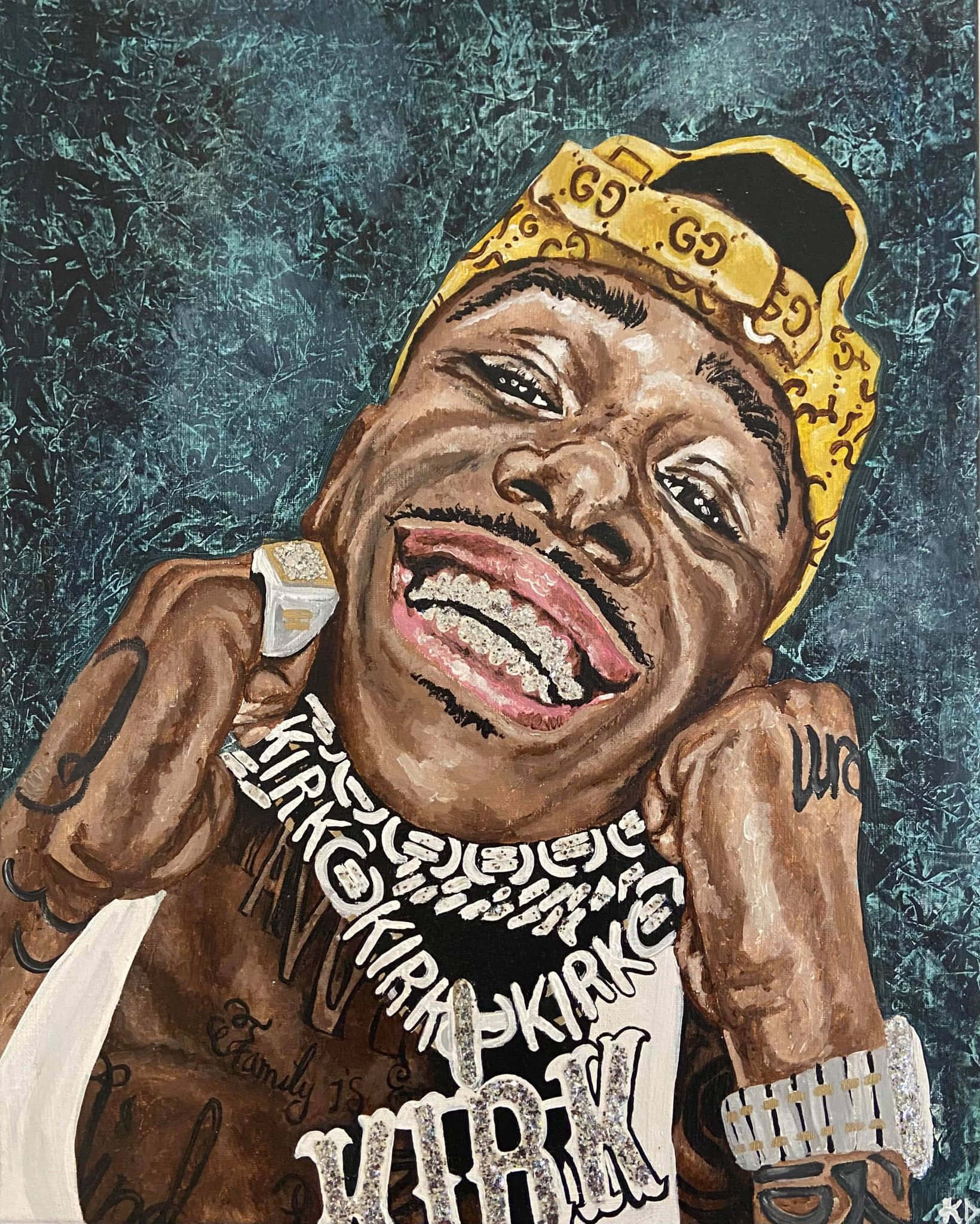 DaBaby, gold chain, diamond-encrusted teeth, Full HD Phone Wallpaper