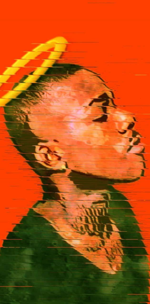 DaBaby, golden arches halo, fiery orange background, HD Phone Wallpaper