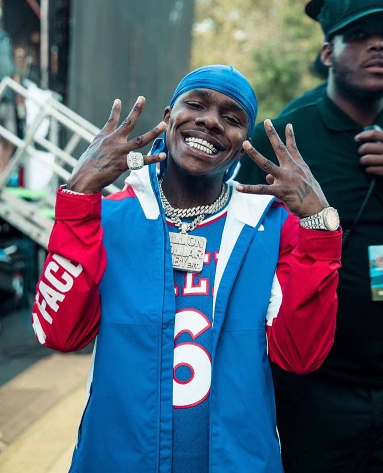 Dababy Phone, blue and red jacket, gold chain, HD Phone Wallpaper