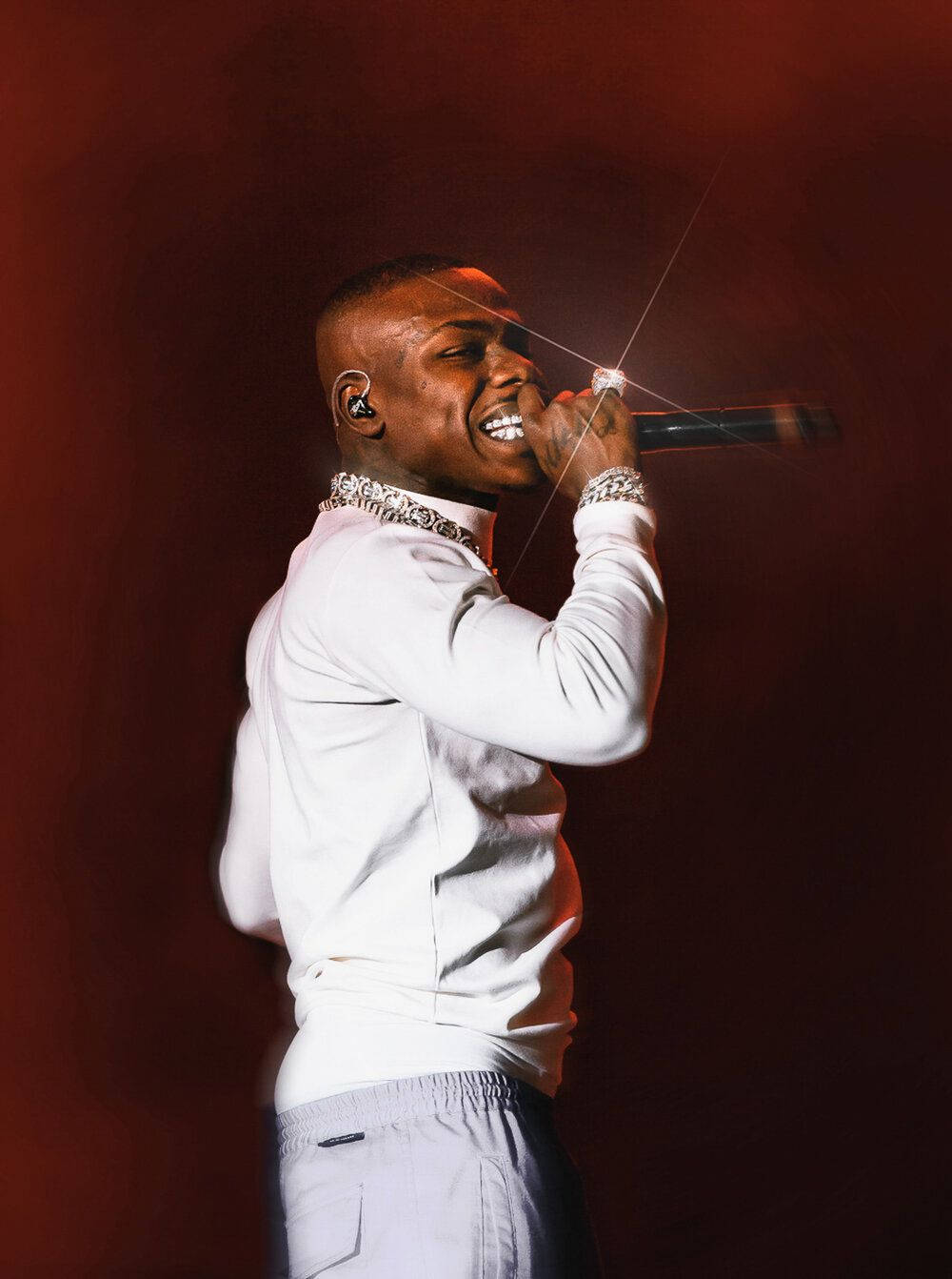 DaBaby Phone, red lights, white outfit, HD Phone Wallpaper