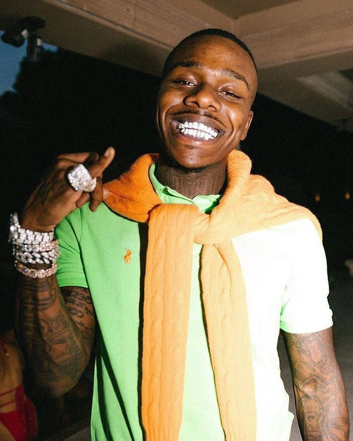 DaBaby, green shirt, orange scarf, HD Phone Wallpaper