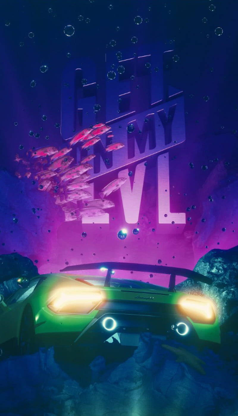 Dababy Phone, glowing green sports car, underwater, HD Phone Wallpaper