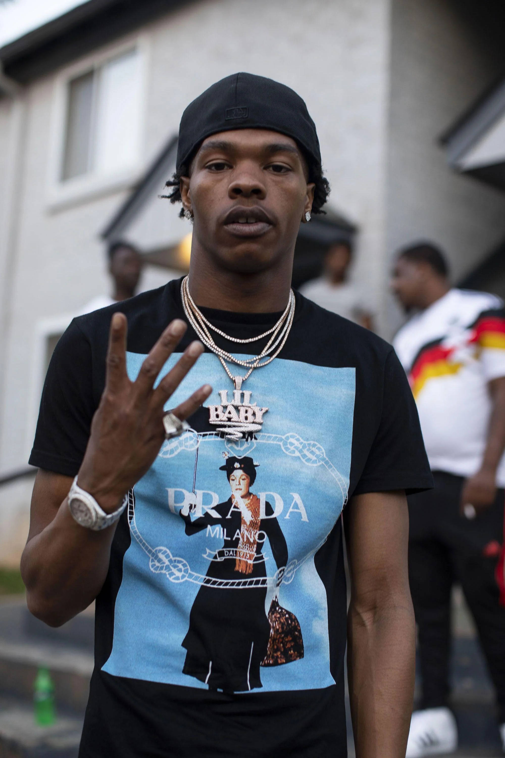 Dababy Phone, black cap, graphic t-shirt, 2K Phone Wallpaper