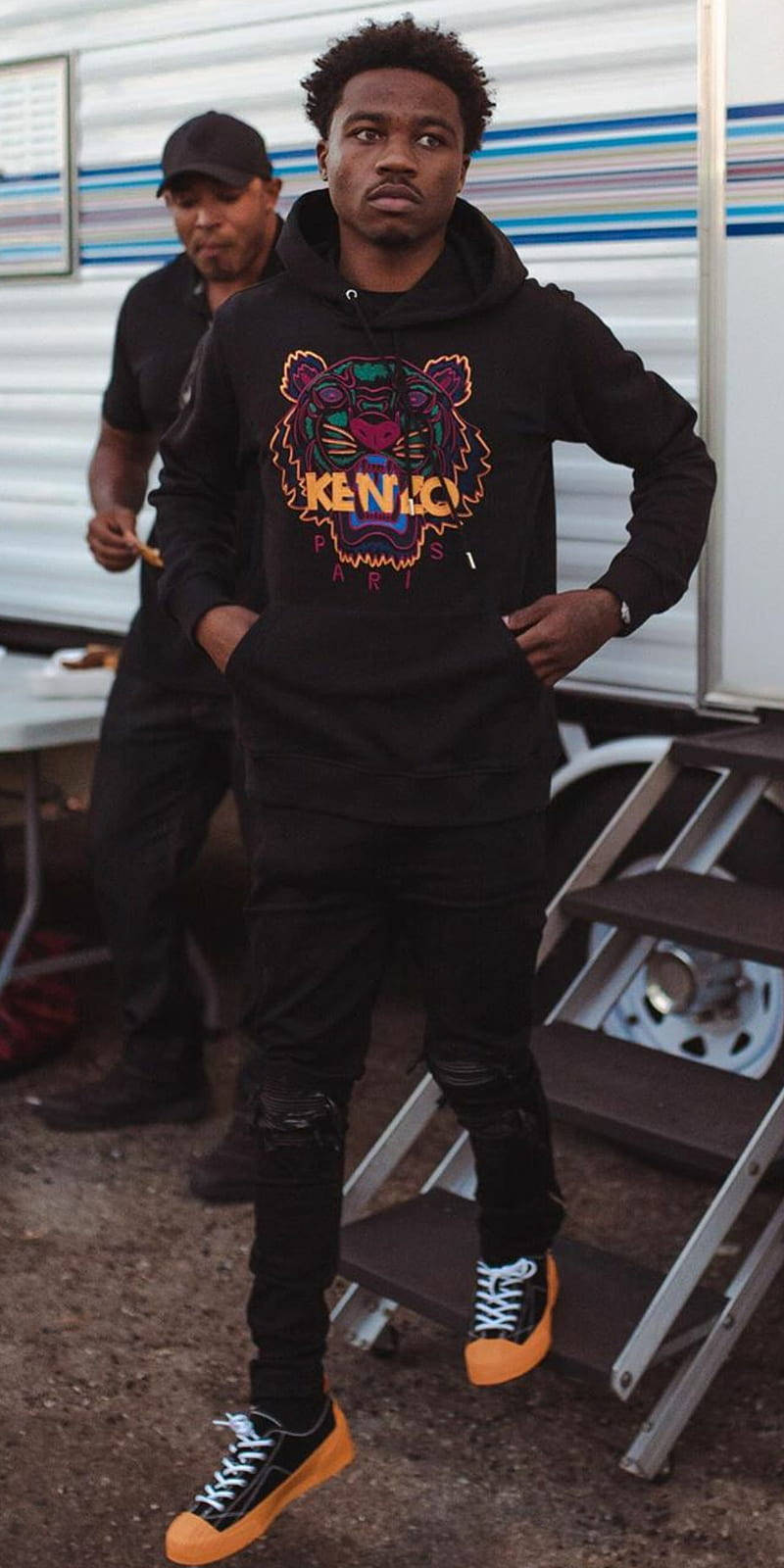 Dababy Phone, black hoodie, colorful tiger graphic, HD Phone Wallpaper