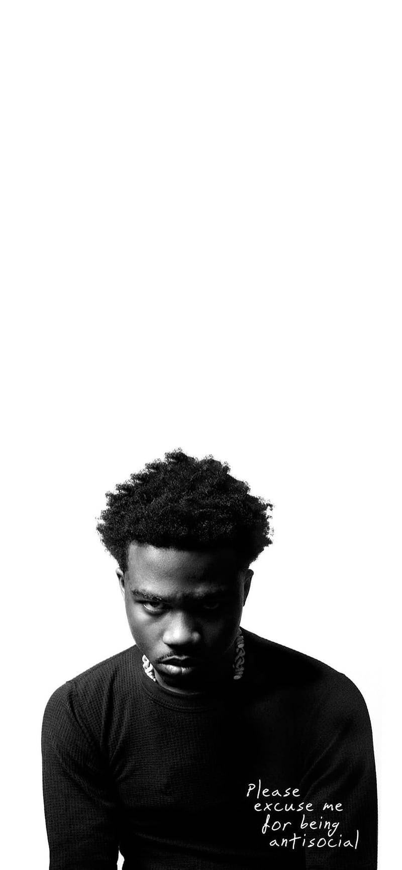 dababy phone, black and white portrait, young man, HD Phone Wallpaper