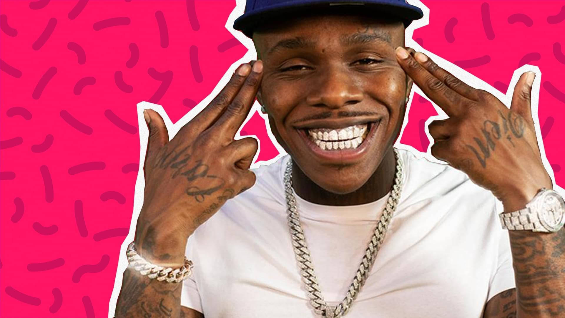 Dababy, blue cap, white tee, Full HD Desktop Wallpaper