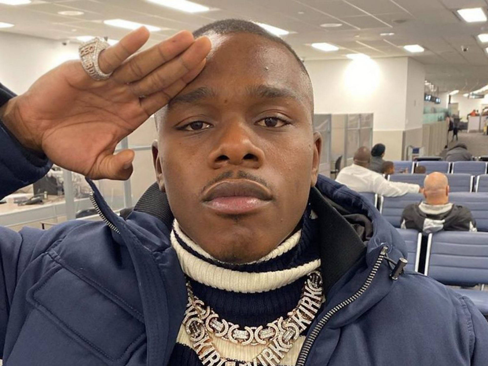 Dababy, blue jacket, thick chain, Full HD Desktop Wallpaper