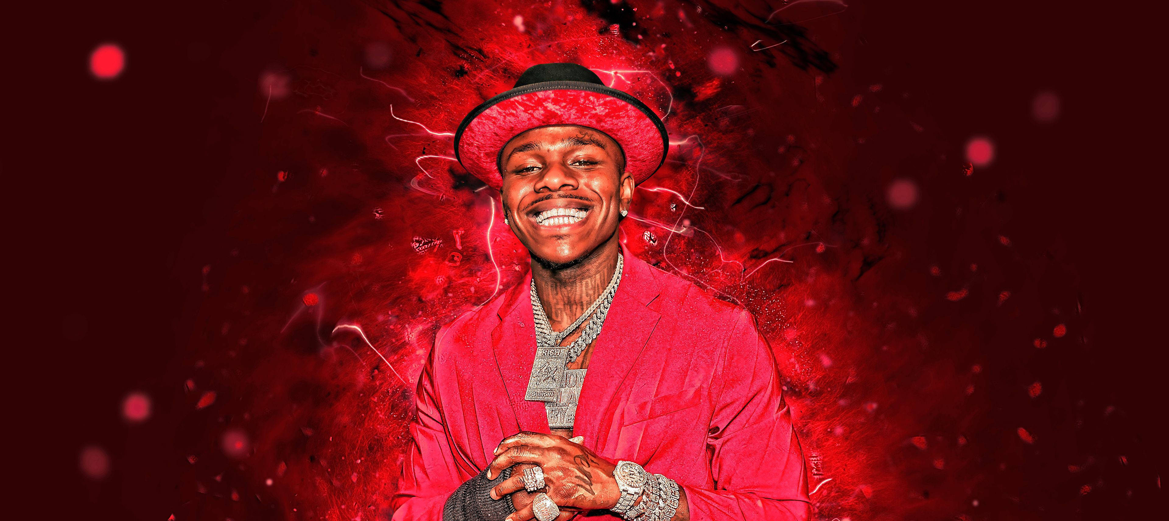 Dababy, red suit, red hat, 4K Desktop Wallpaper
