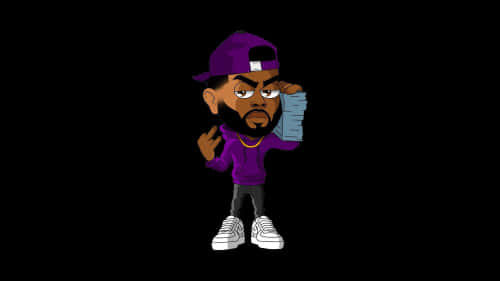 Dababy, cartoon rapper, purple cap, SD Desktop Wallpaper
