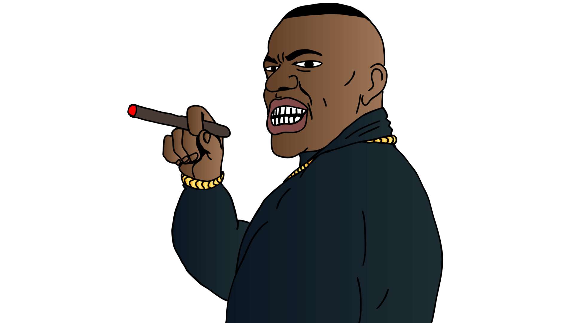 Dababy, cartoon man, gold chain, Full HD Desktop Wallpaper
