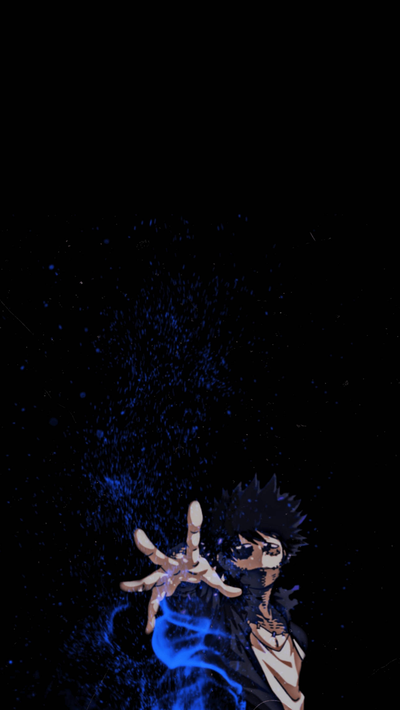 Dabi Aesthetic, spiky-haired anime character, glowing blue energy particles, Full HD Phone Wallpaper
