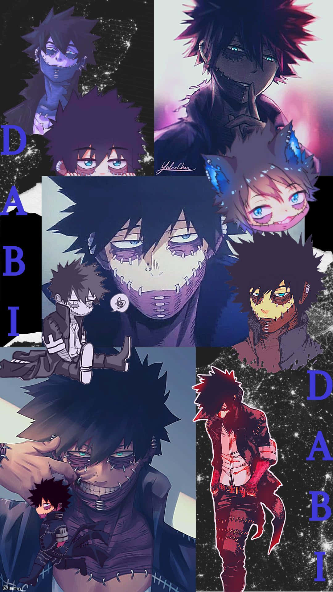 Dabi, anime collage, stylized portraits, Full HD Phone Wallpaper