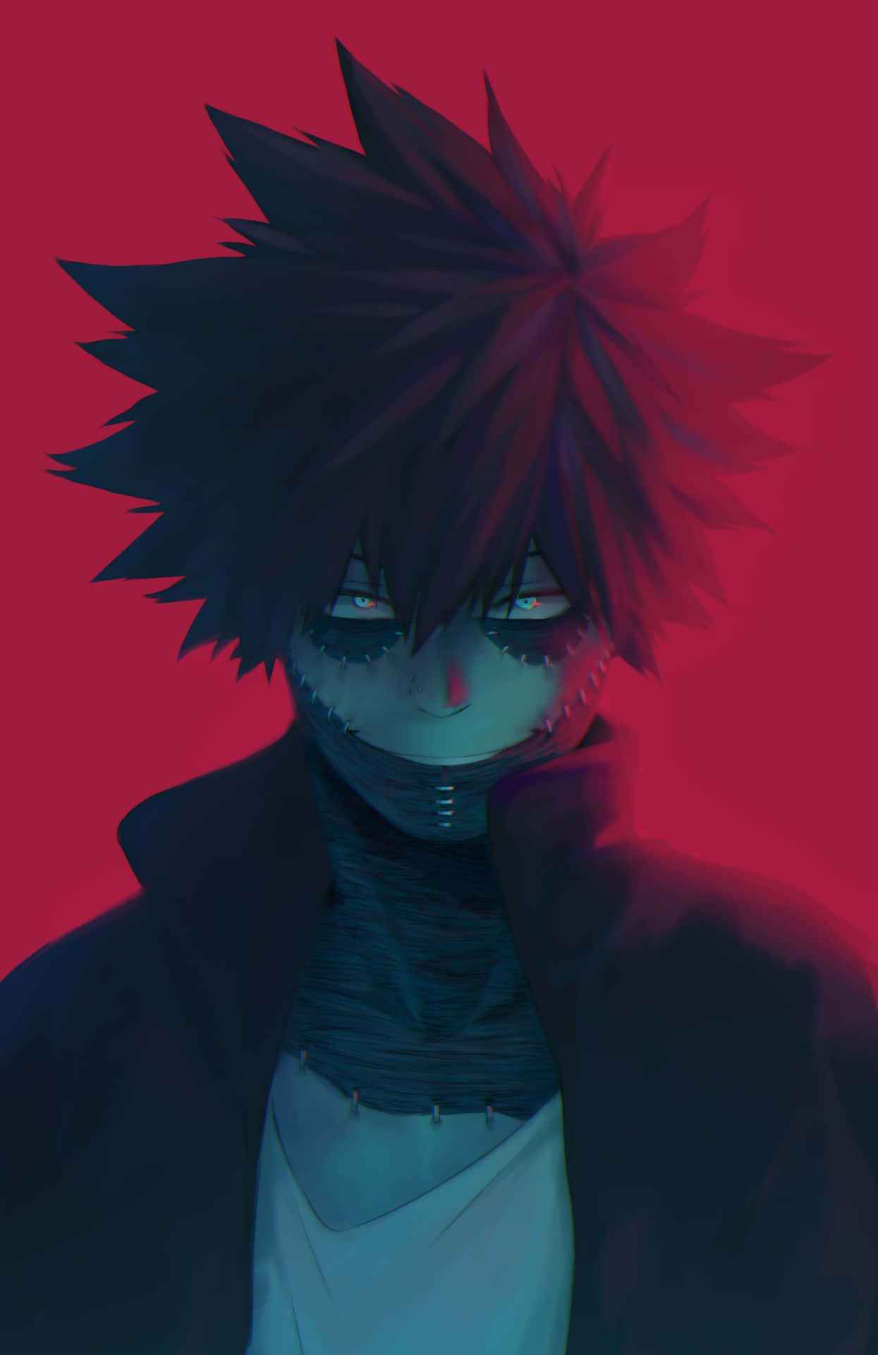 Dabi, red canvas, spiky-haired anime character, Full HD Phone Wallpaper