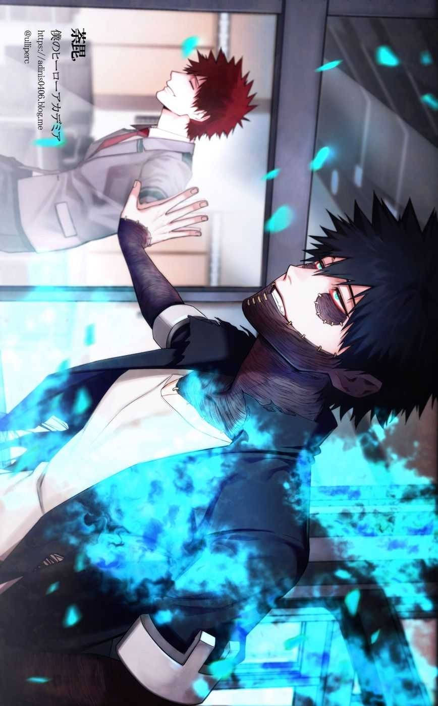 Dabi Aesthetic, spiky-haired anime boy, glowing blue particles, HD Phone Wallpaper