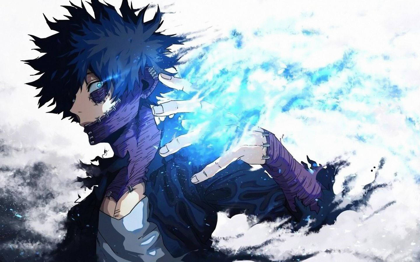 blue hair, glowing eyes, electric blue energy, HD Desktop Wallpaper