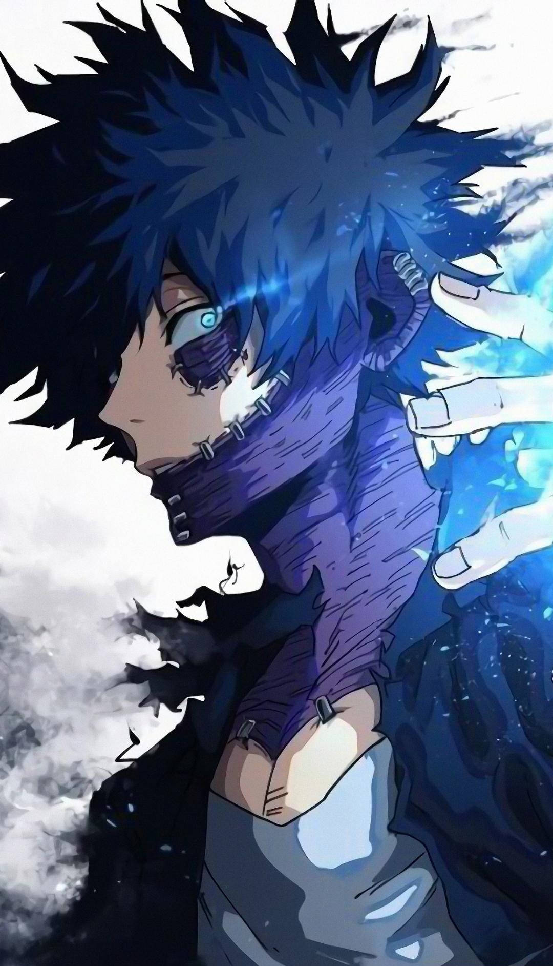 Dabi, spiky blue-haired anime character, glowing eye, HD Phone Wallpaper