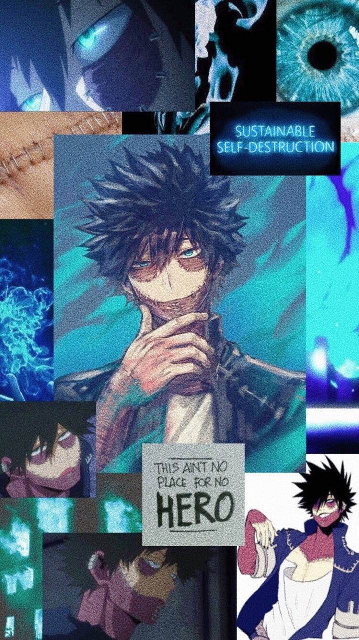 Dabi Aesthetic, glowing eyes, blue and black background, HD Phone Wallpaper