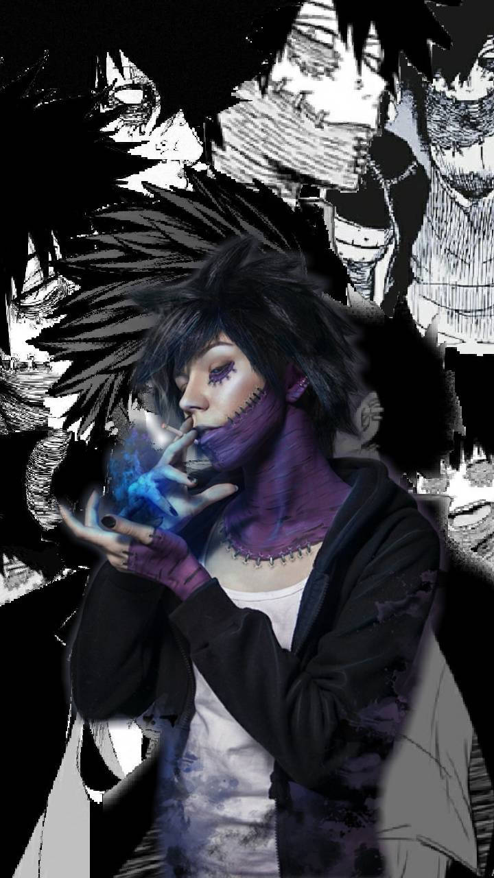 Dabi, purple face paint, glowing blue hands, HD Phone Wallpaper