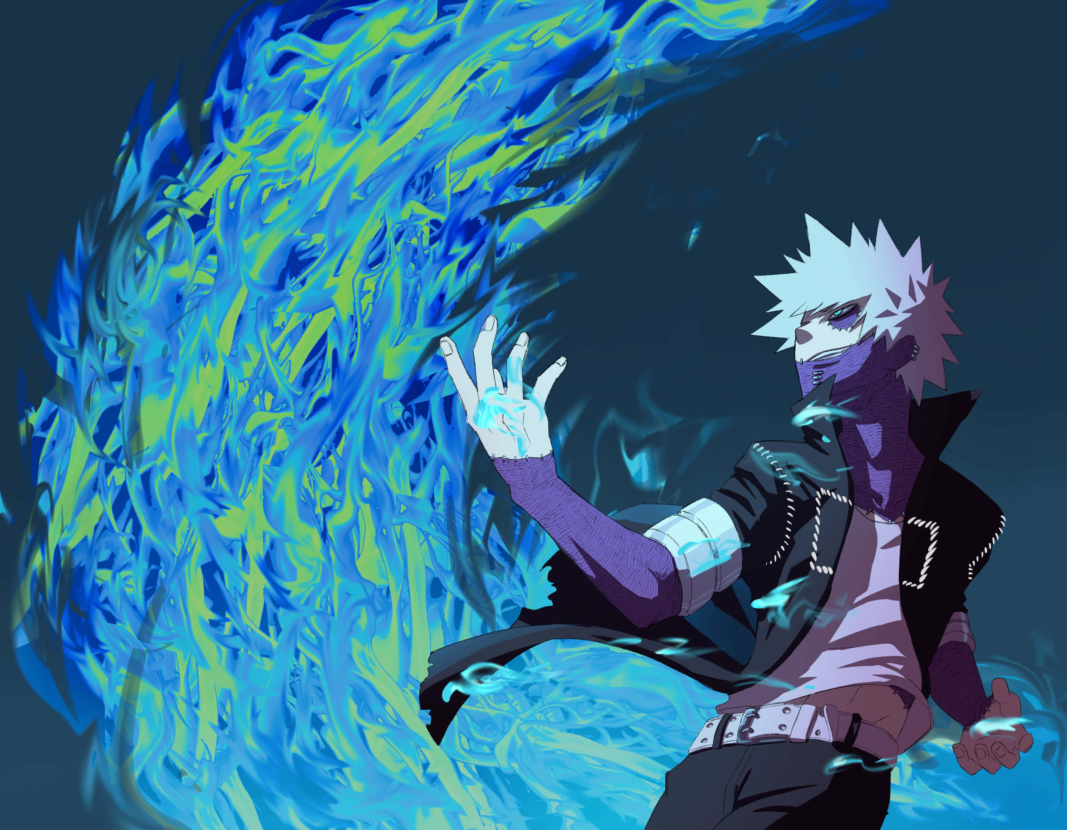 Dabi, Boku No Hero, white hair, 2K Desktop Wallpaper