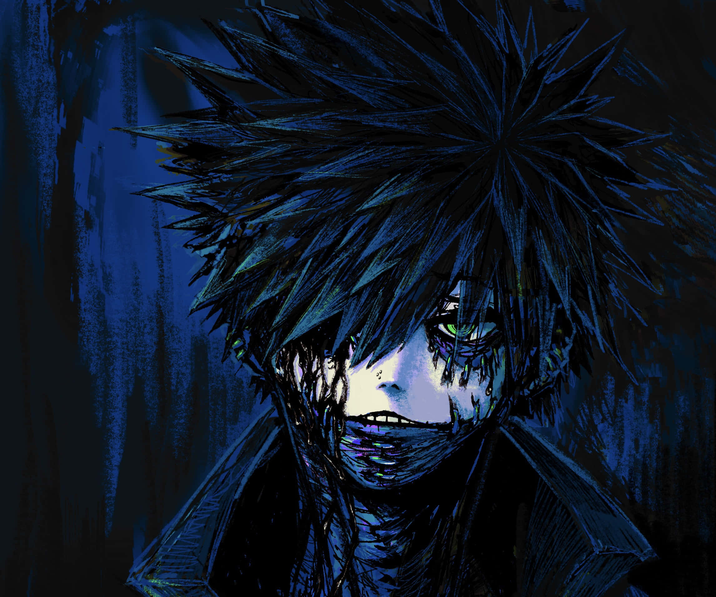 Dabi, Boku No Hero, spiky blue-black hair, Full HD Desktop Wallpaper