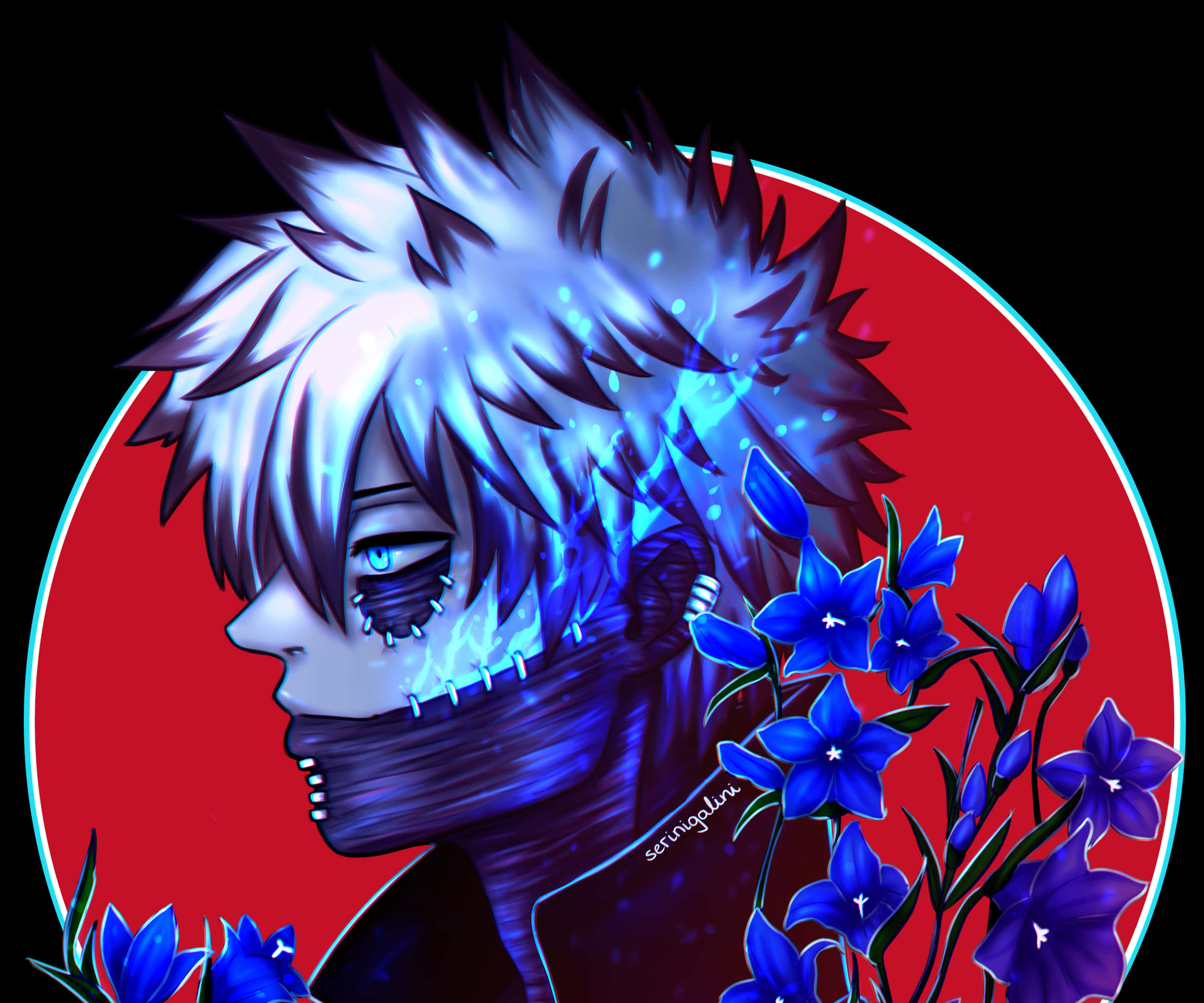 Dabi, Boku No Hero, blue glowing energy, 2K Desktop Wallpaper