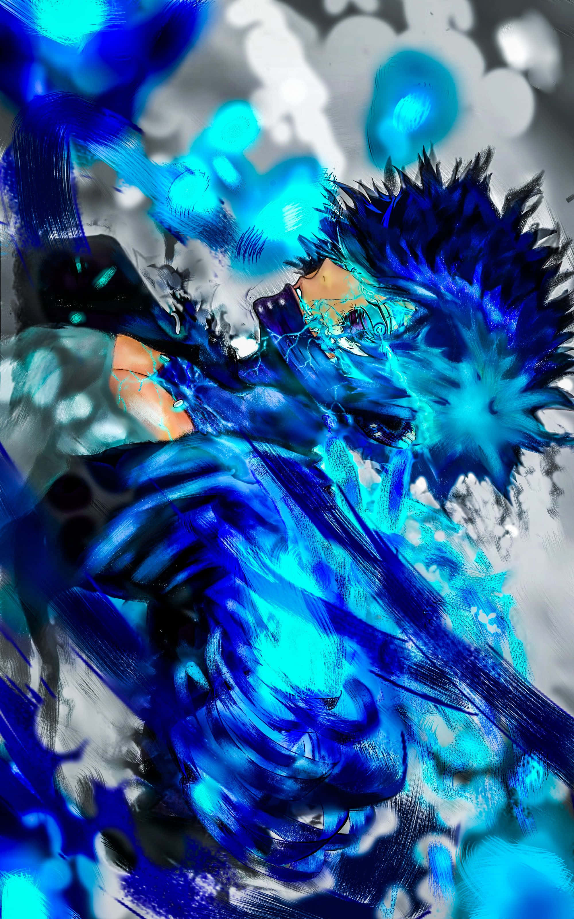 Dabi, Boku No Hero, spiky blue hair, 2K Phone Wallpaper