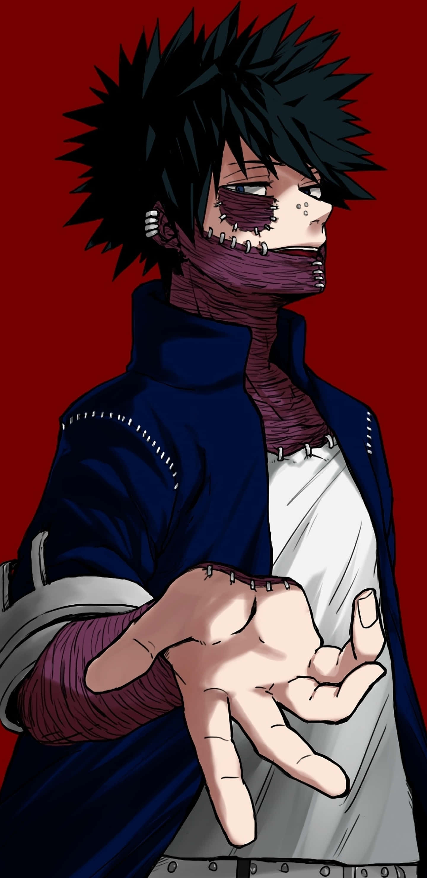 Dabi, spiky black hair, stitched facial wounds, 2K Phone Wallpaper